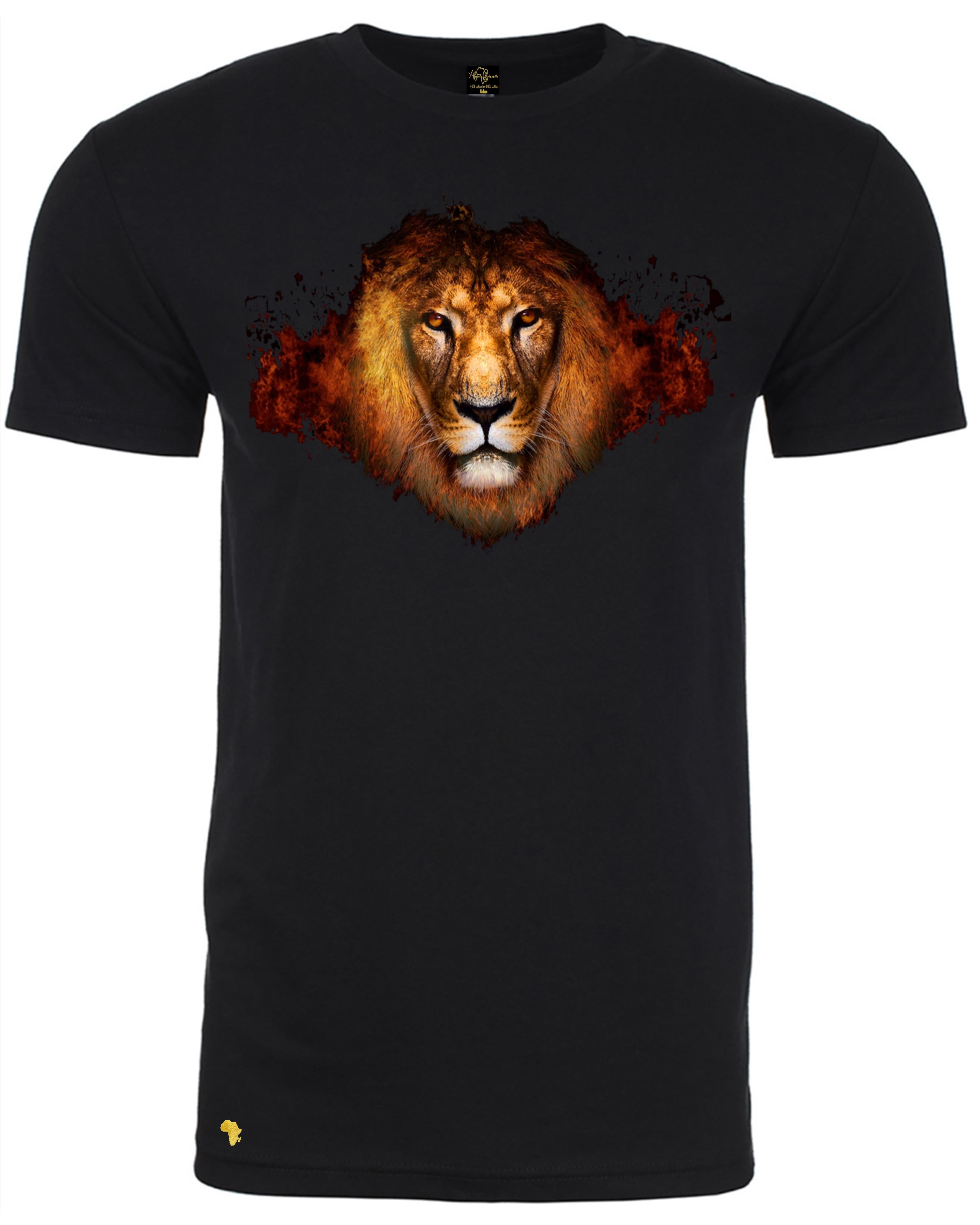 Africa Forever lion king T-Shirt in black featuring a solid graphic within the Africa map outline. Ideal for wildlife lovers and streetwear fashion. 