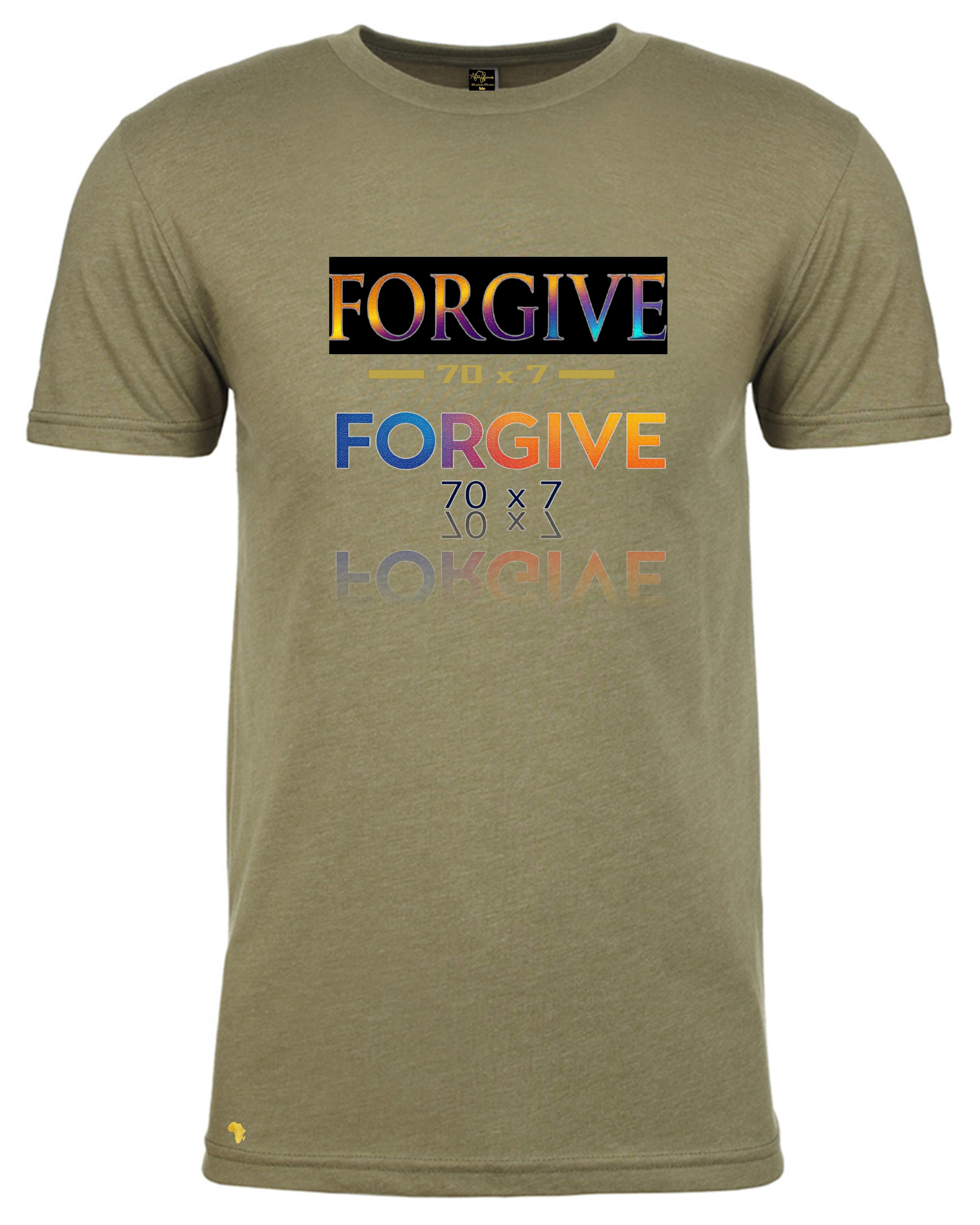 Army Africa Forever 'Forgive' T-Shirt featuring vibrant West African painting with praying figures, perfect for Christian streetwear fashion. This shirt reminds us to be forgiven and show compassion.