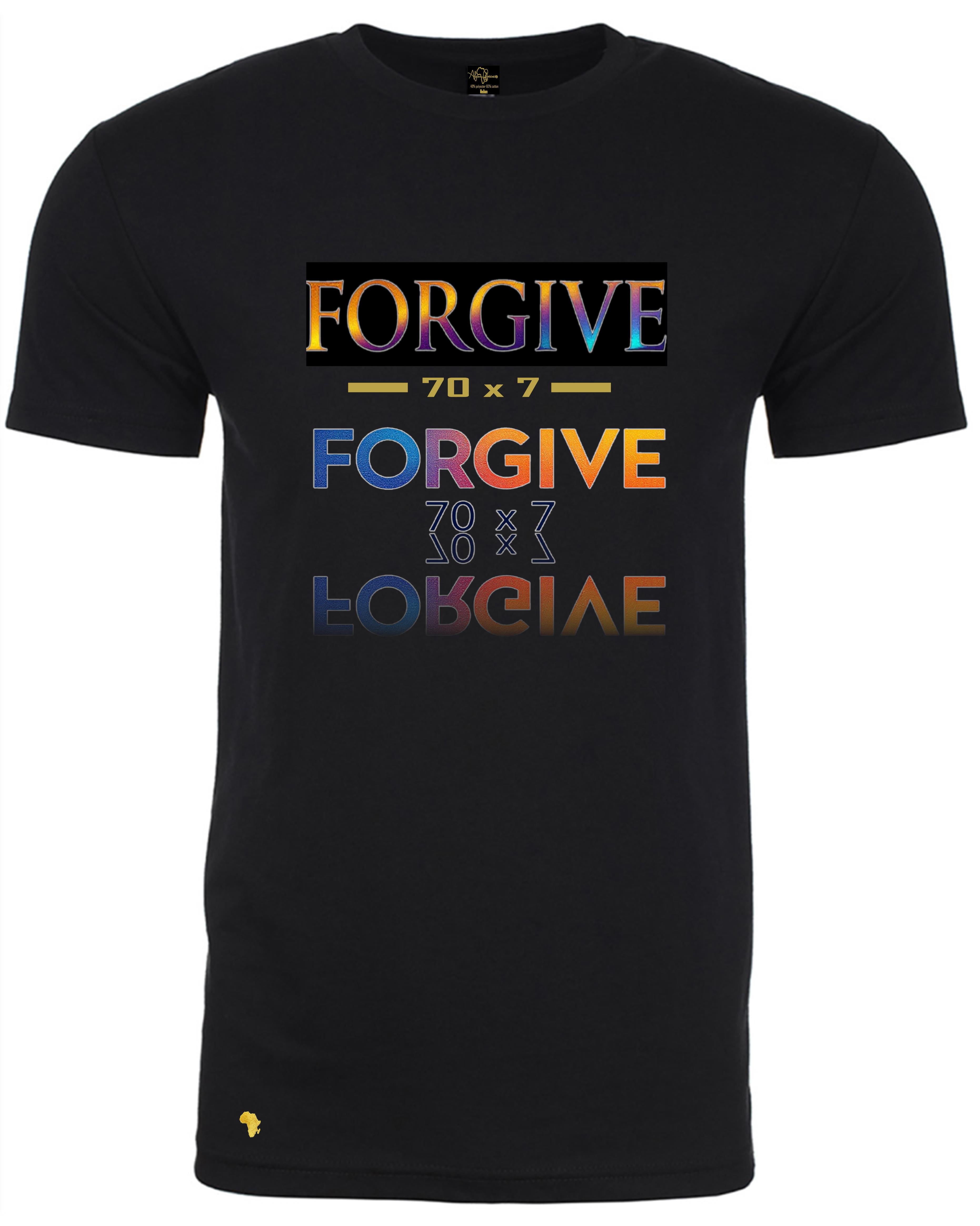 Black Africa Forever 'Forgive' T-Shirt featuring vibrant West African painting with praying figures, perfect for Christian streetwear fashion. This shirt reminds us to be forgiven and show compassion.