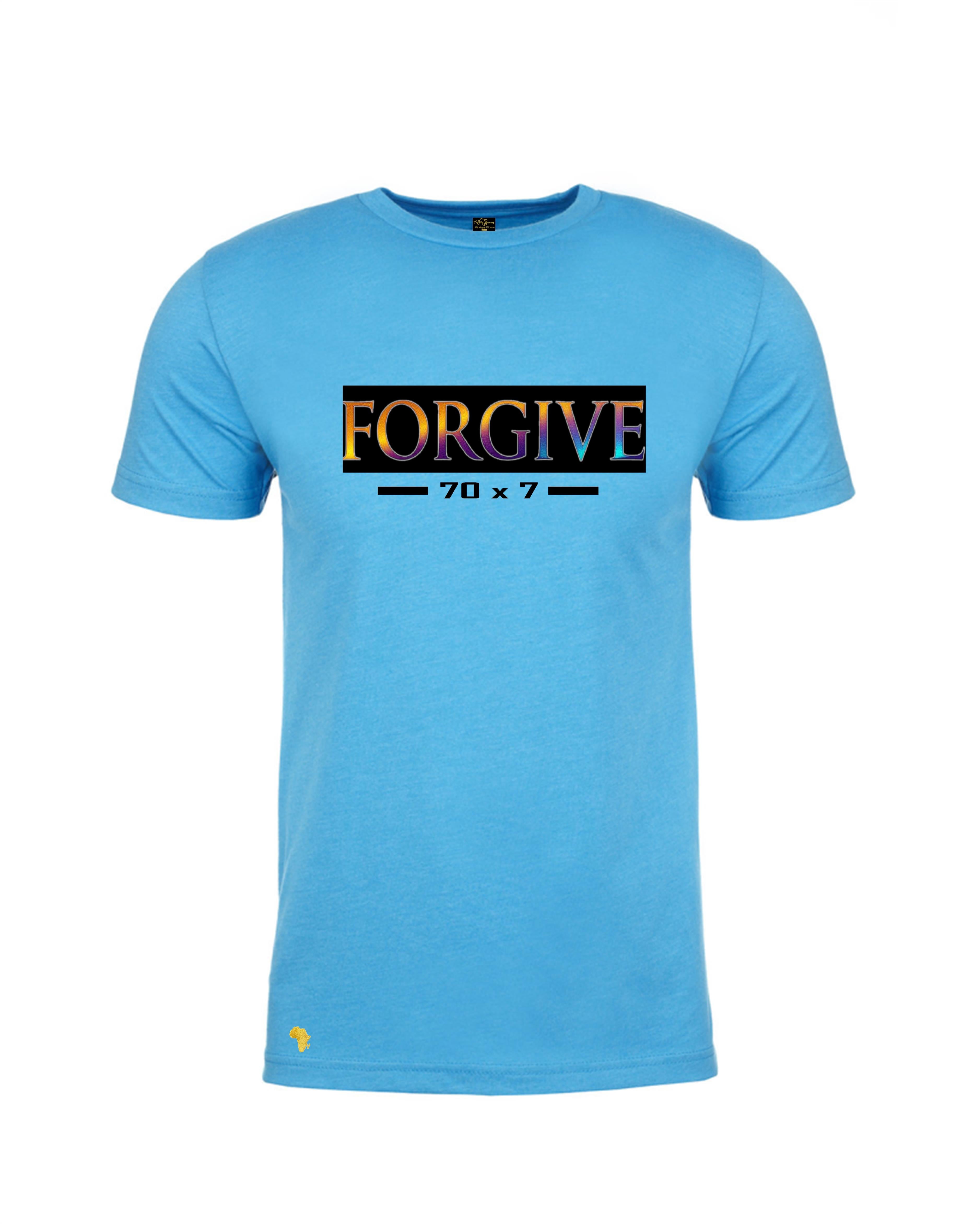 Royal Africa Forever 'Forgive' T-Shirt featuring vibrant West African painting with praying figures, perfect for Christian streetwear fashion. This shirt reminds us to be forgiven and show compassion.