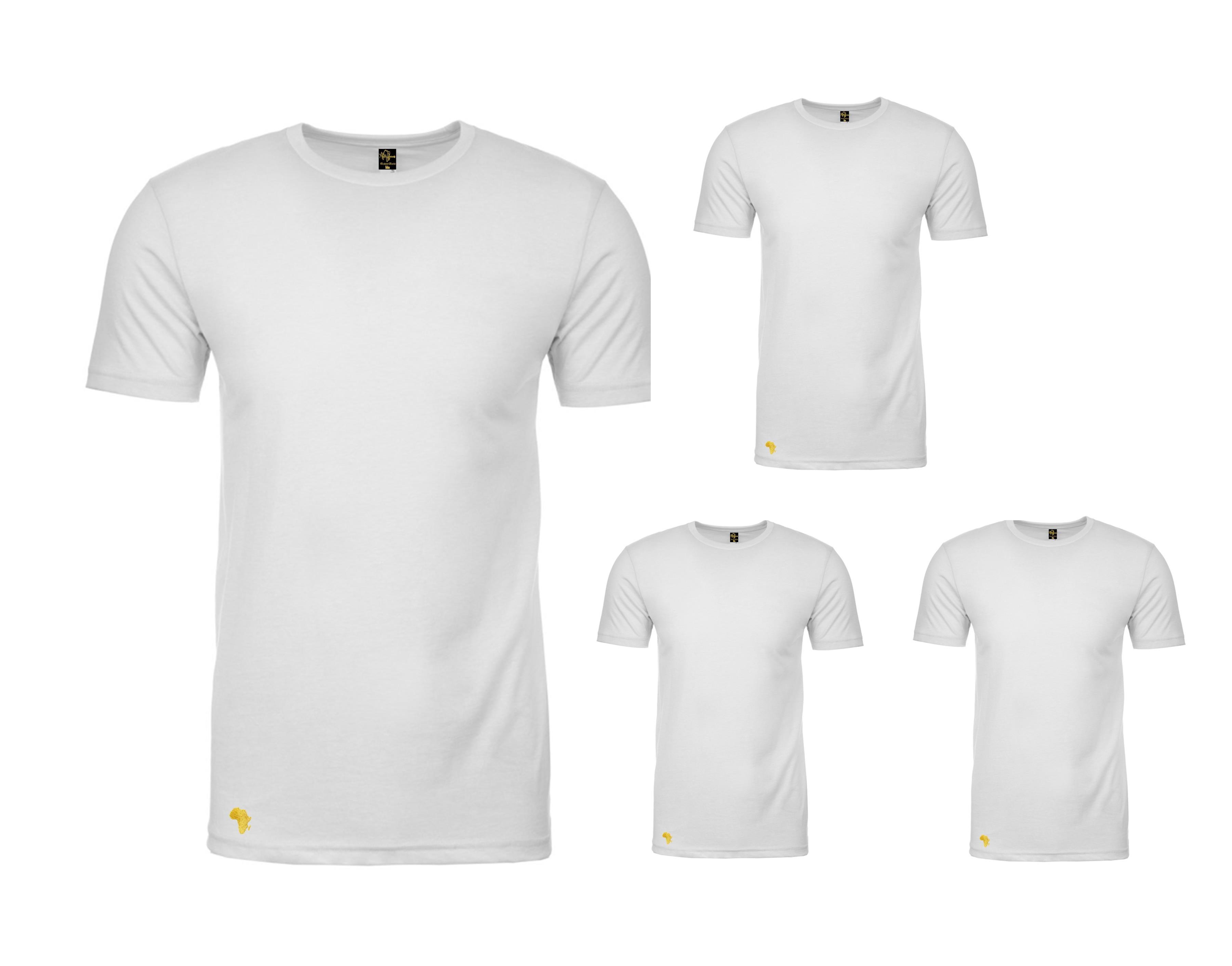Africa Forever Original Plain T-shirt 4 packed bundle. Premium quality-shirt with our original tag and embroidery gold map of Africa at the bottom right for authentication.  Comes in all sizes, good for everyday and any event. 